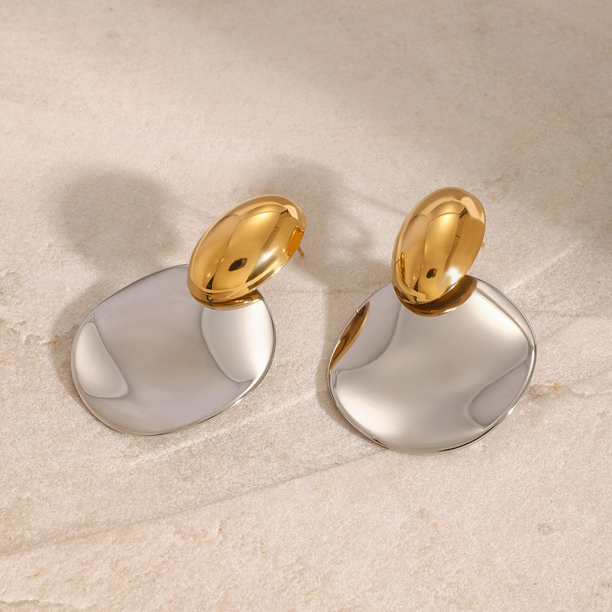 Pendientes llamativos de acero inoxidable geométricos para mujer con estilo moderno minimalista
