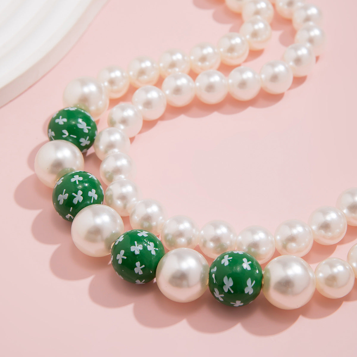Minimalist Love Letter Pendant Necklace with Imitation Pearl Beads on Pearl Chain for Women
