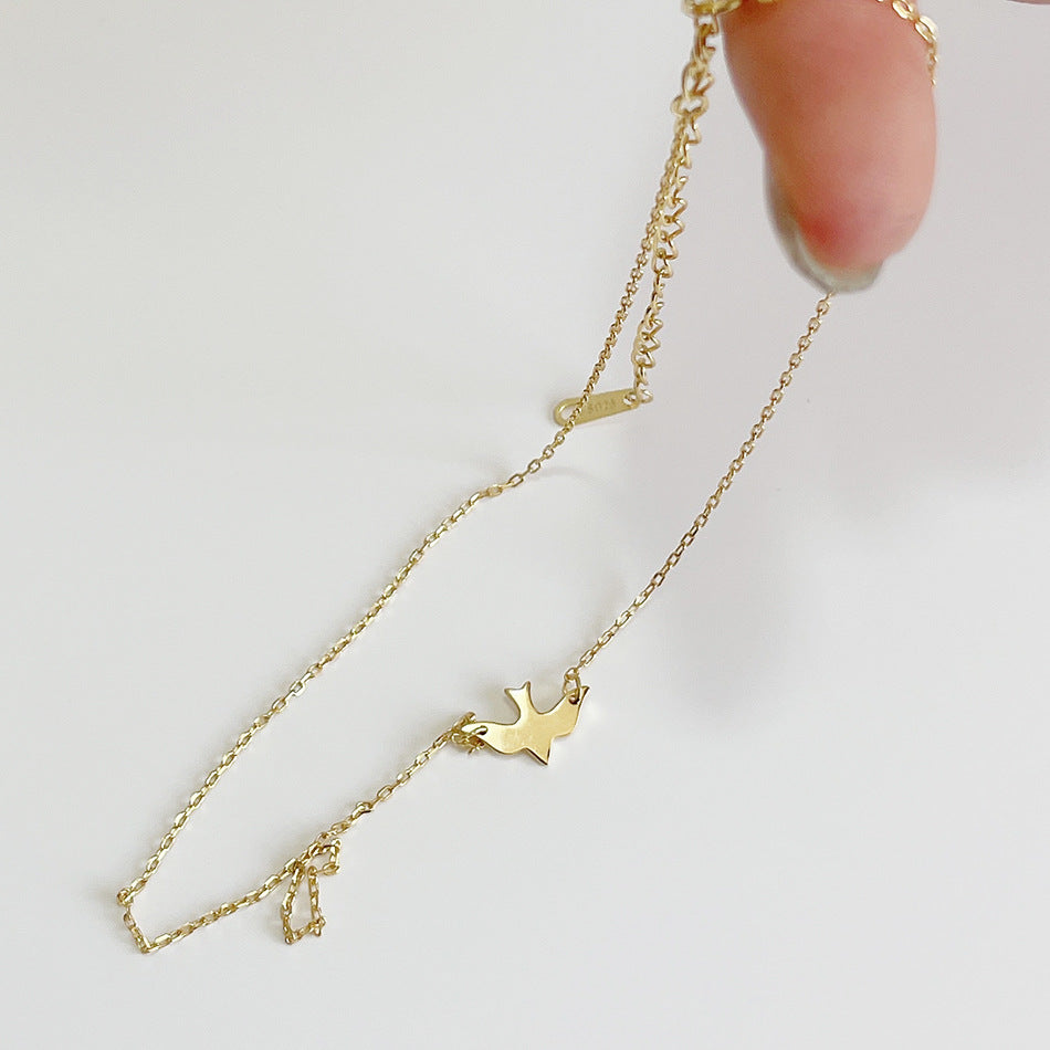 Minimalist 925 Sterling Silver Bird Pendant Choker Necklace
