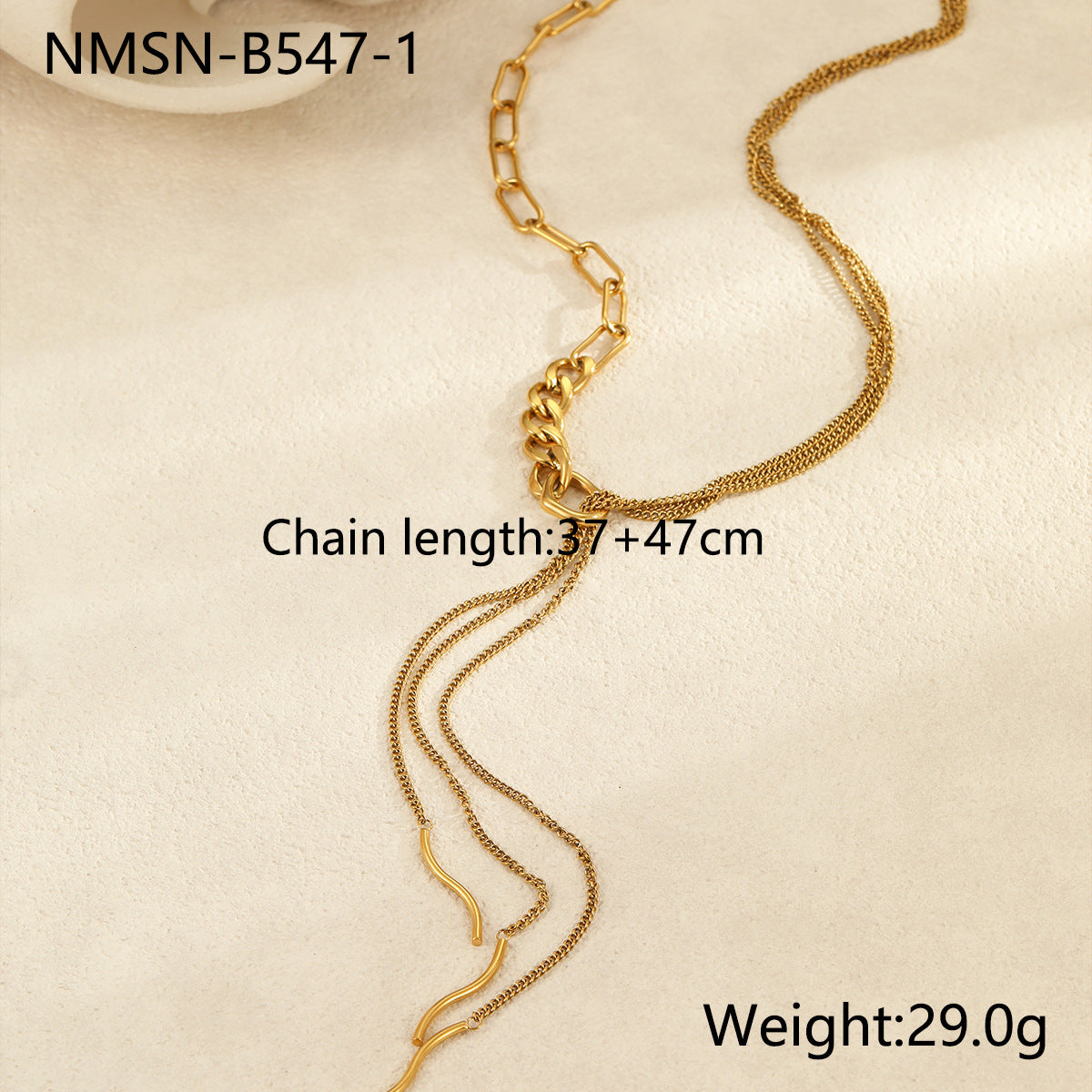 Collar minimalista geométrico de acero de titanio con acabado chapado para mujer, cadena de acero inoxidable hipoalergénico con colgante de capas