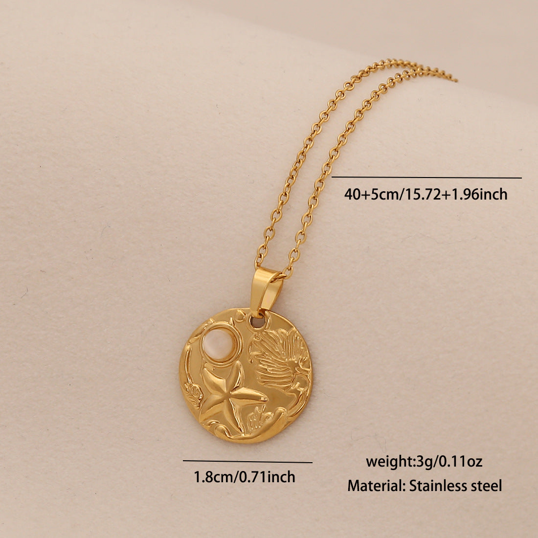Personalized Stainless Steel Ocean Animal Pendant Necklace with Cat's Eye Stone