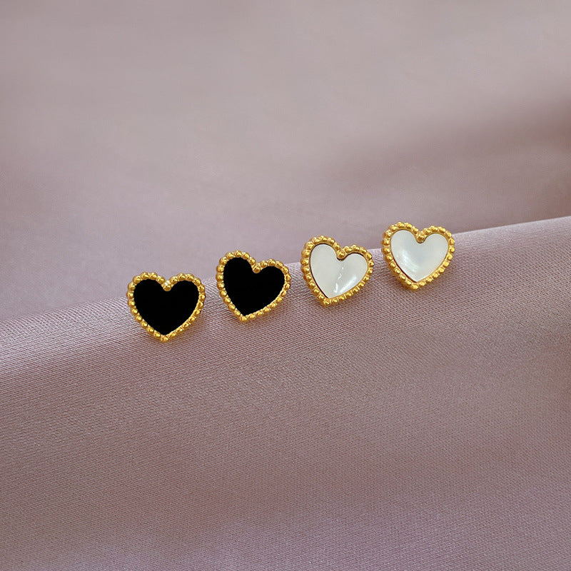 Minimalist Titanium Steel Heart Geometric Stud Earrings for Women