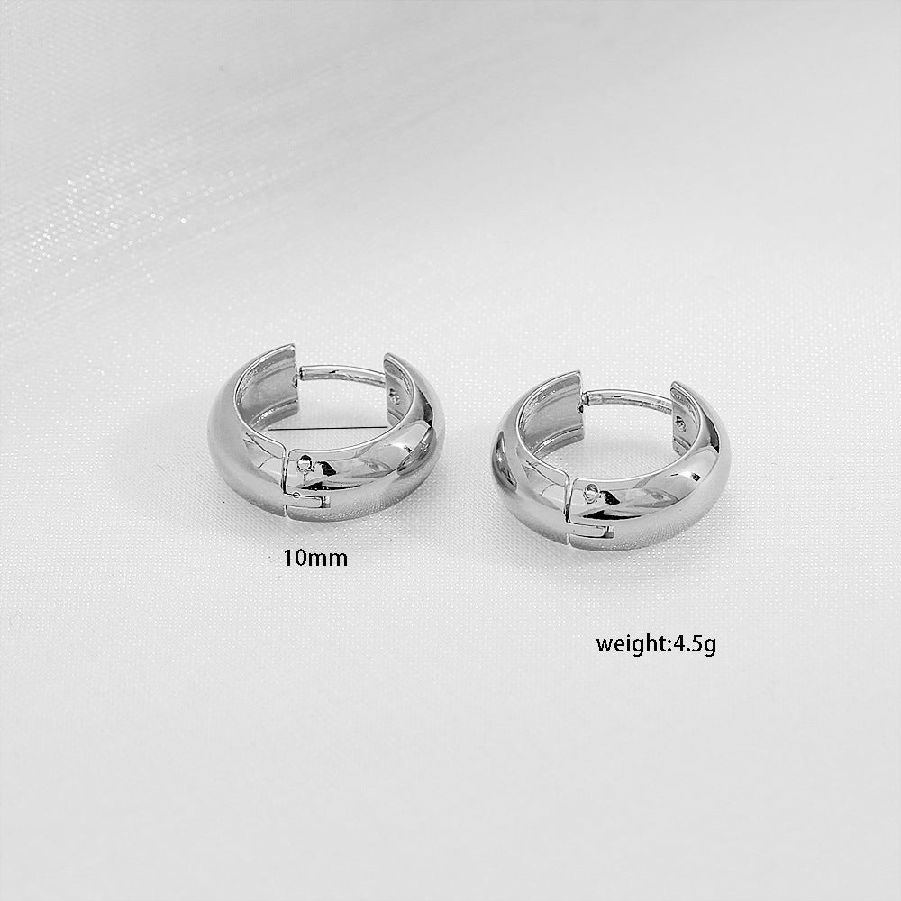 Pendientes de aro geométricos chapados en oro de acero de titanio minimalista para mujer, moda unisex, uso diario