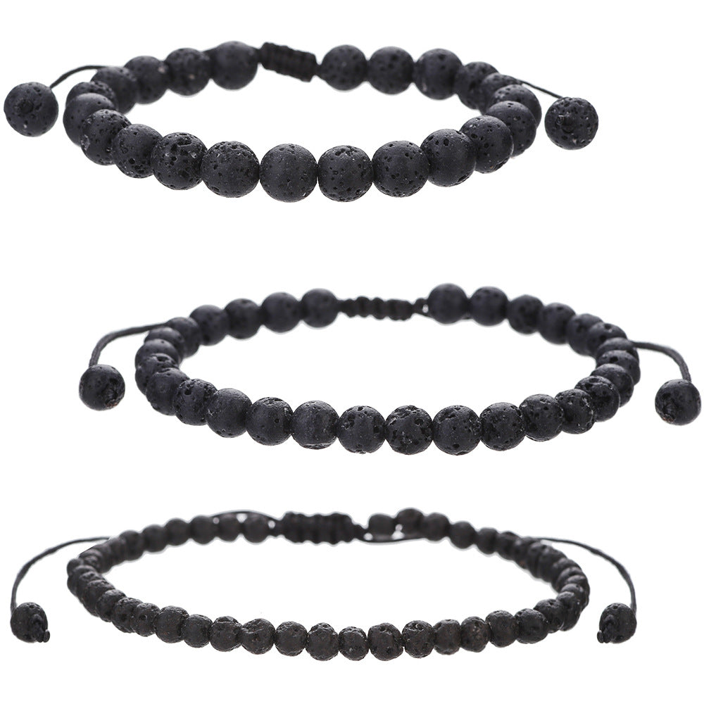 Geometric Round Tiger Eye Volcanic Stone Beaded Bracelet Unisex