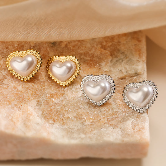 Orecchini Minimalisti a Cuore in Acciaio Inossidabile con Placcatura in Oro 18K da Donna, Micro-Incastonatura, Design Geometrico, Accessorio di Moda Versatile
