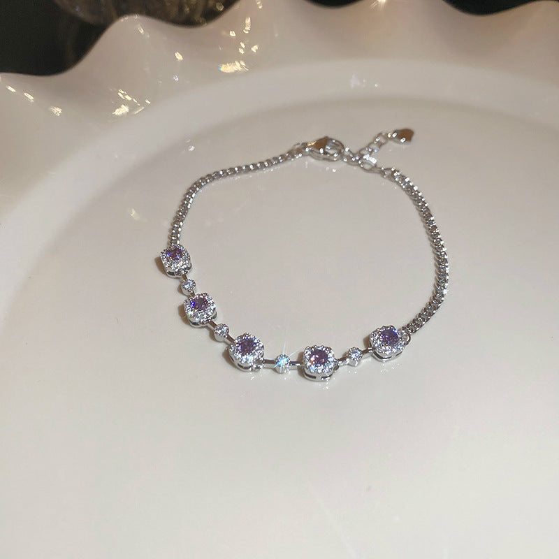 Pulsera minimalista geométrica de perlas con incrustaciones de circonitas para mujer, accesorio de moda ajustable