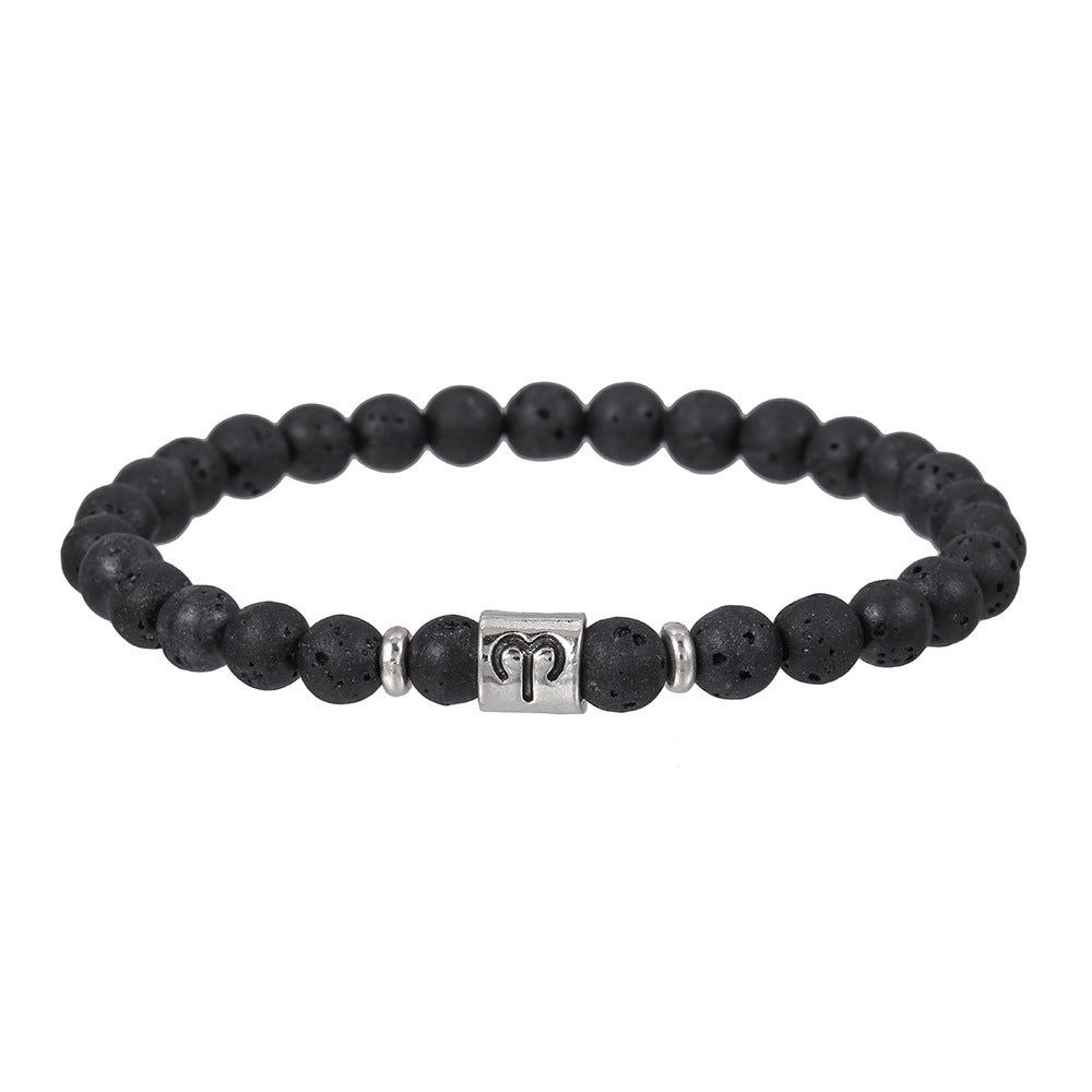 Handmade Geometric Round Volcanic Stone Bracelet for Unisex