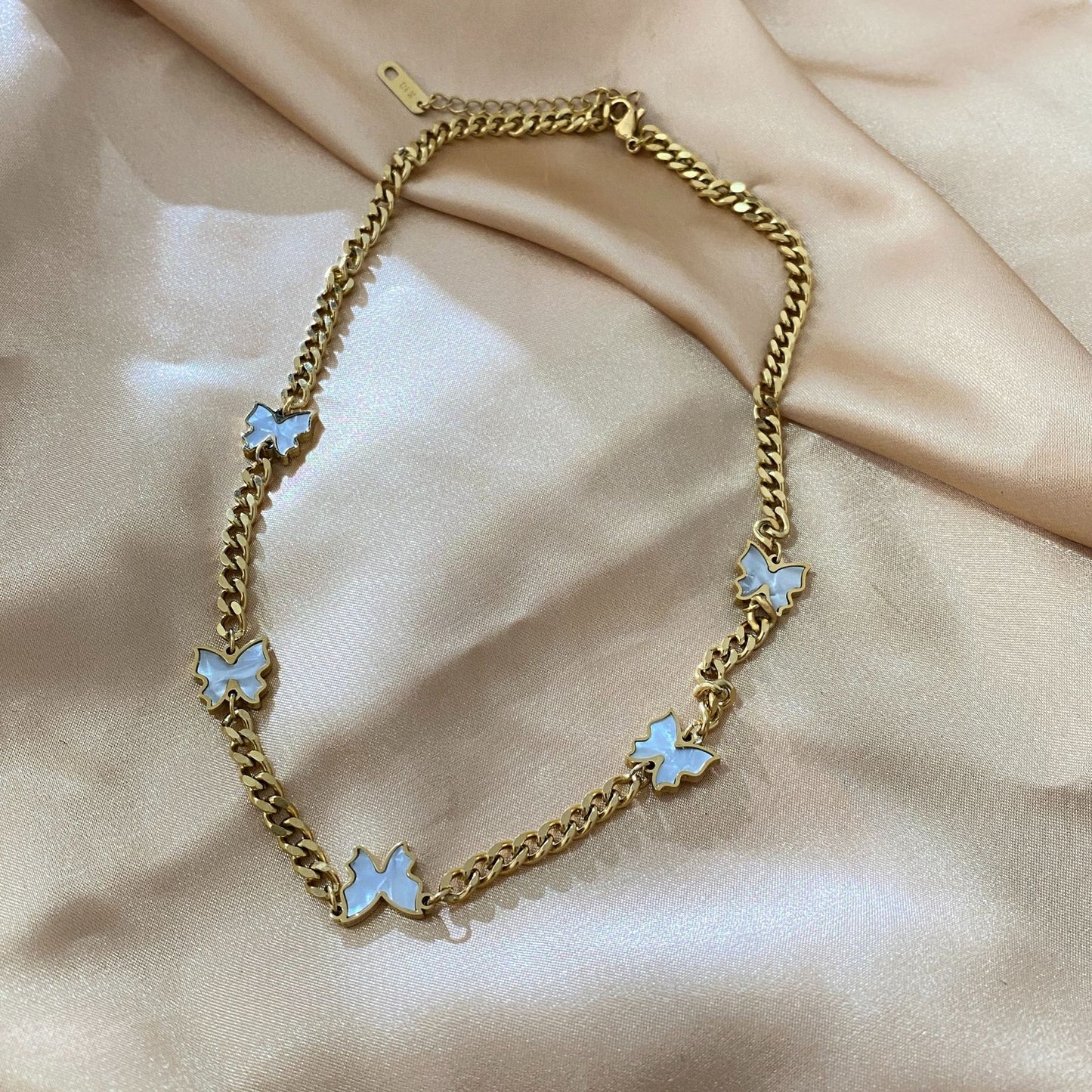 Minimalist Elegant Gold Plated Titanium Steel Butterfly Necklace Unisex