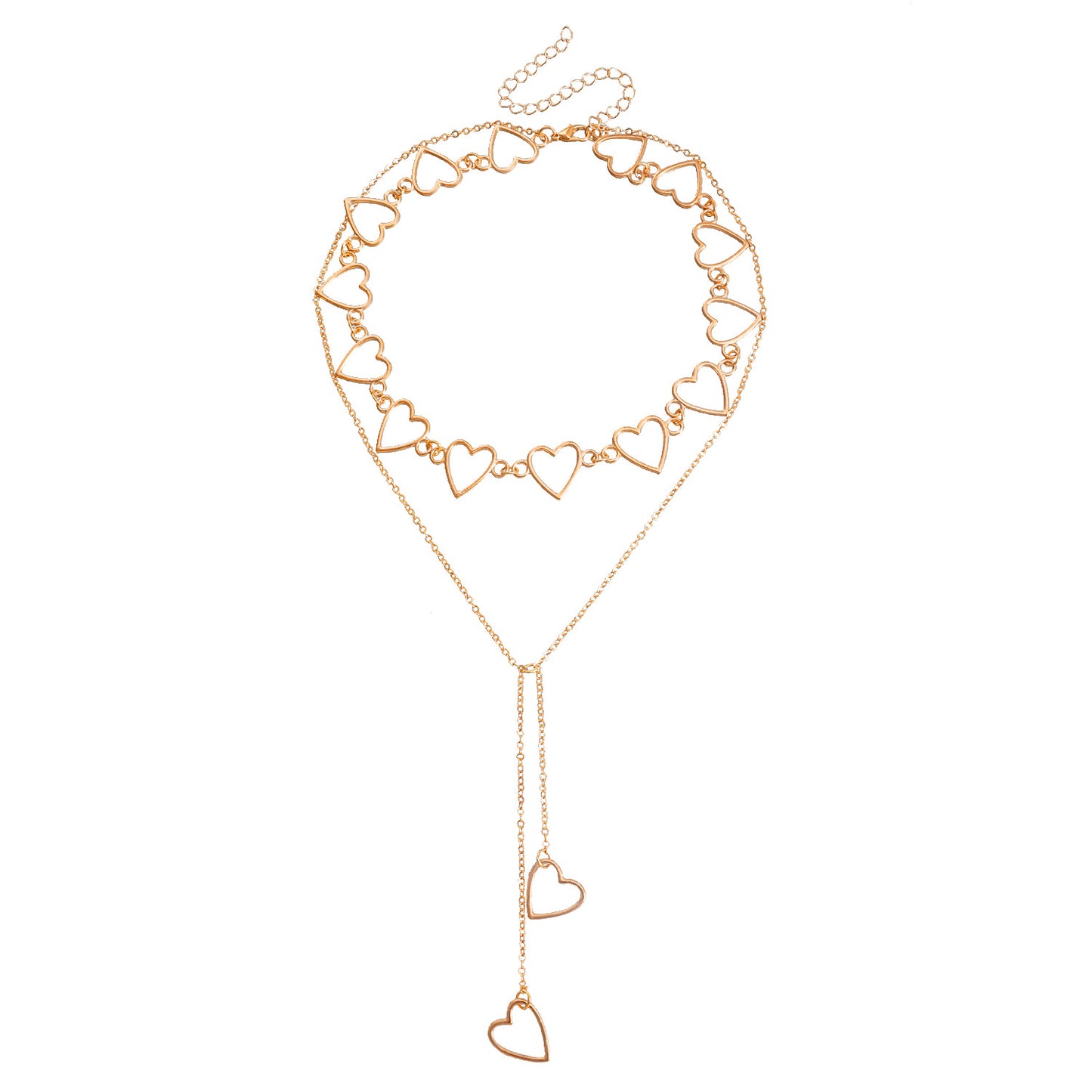 Minimalist Hollow Heart Pendant Necklace in Alloy with Plated Finish Long Layered Sweater Chain for Women