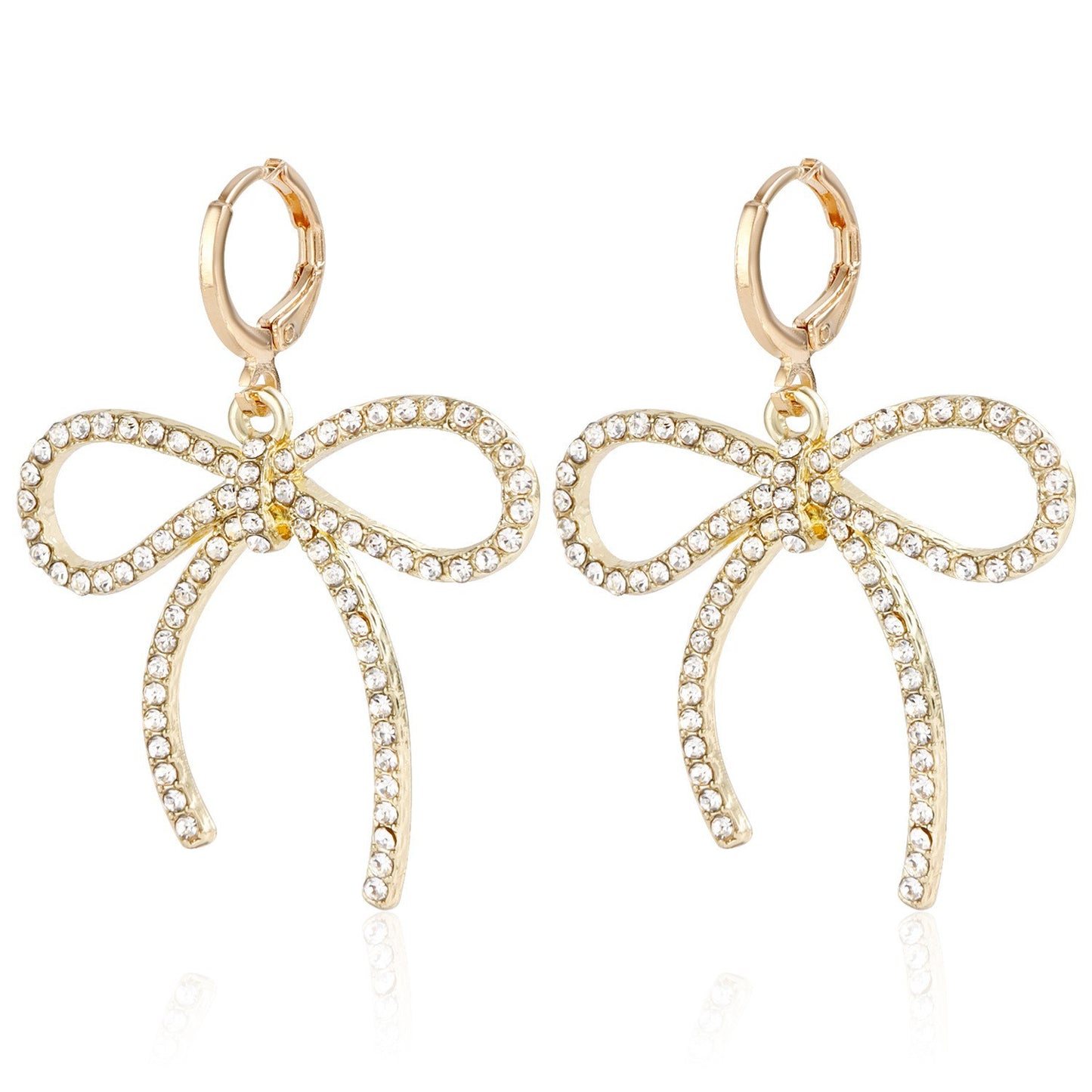 Geometric Bowknot Earrings for Women Alloy Electroplated Moon Motif Fashionable Everyday Ear Studs