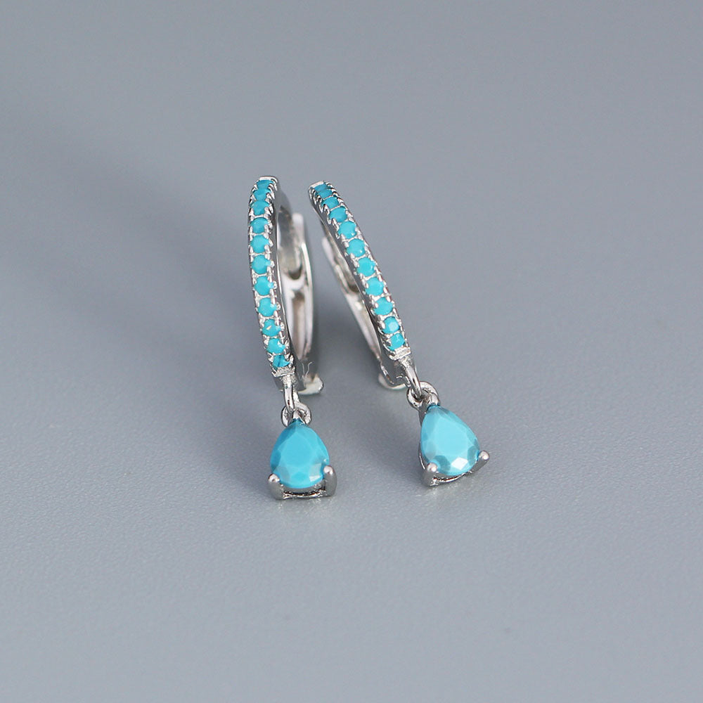 Luxury Elegant 925 Sterling Silver Teardrop Geometric Diamond Hoop Earrings for Women