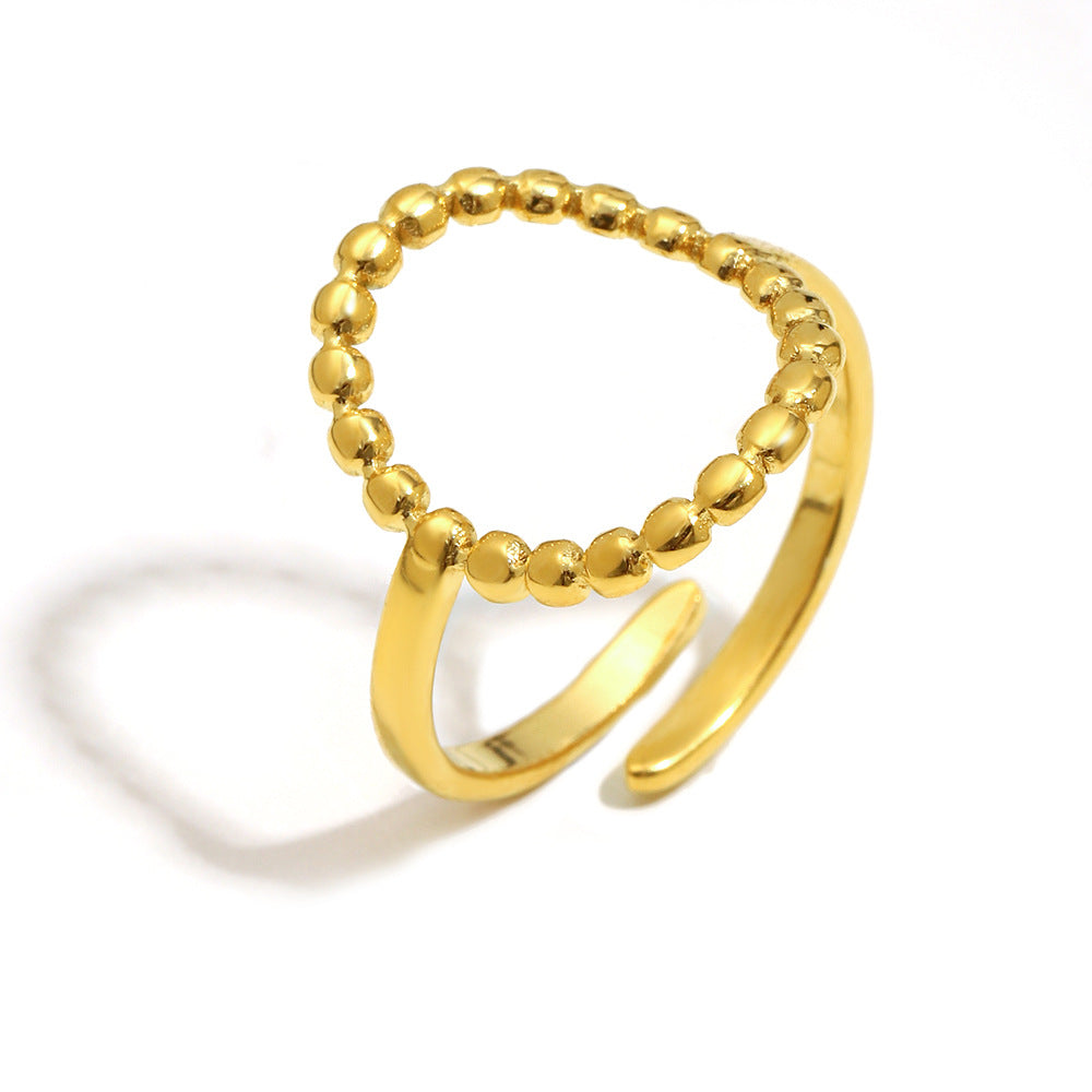Anillo minimalista geométrico de acero inoxidable con baño de oro de 18 quilates y banda abierta en forma de O para mujer