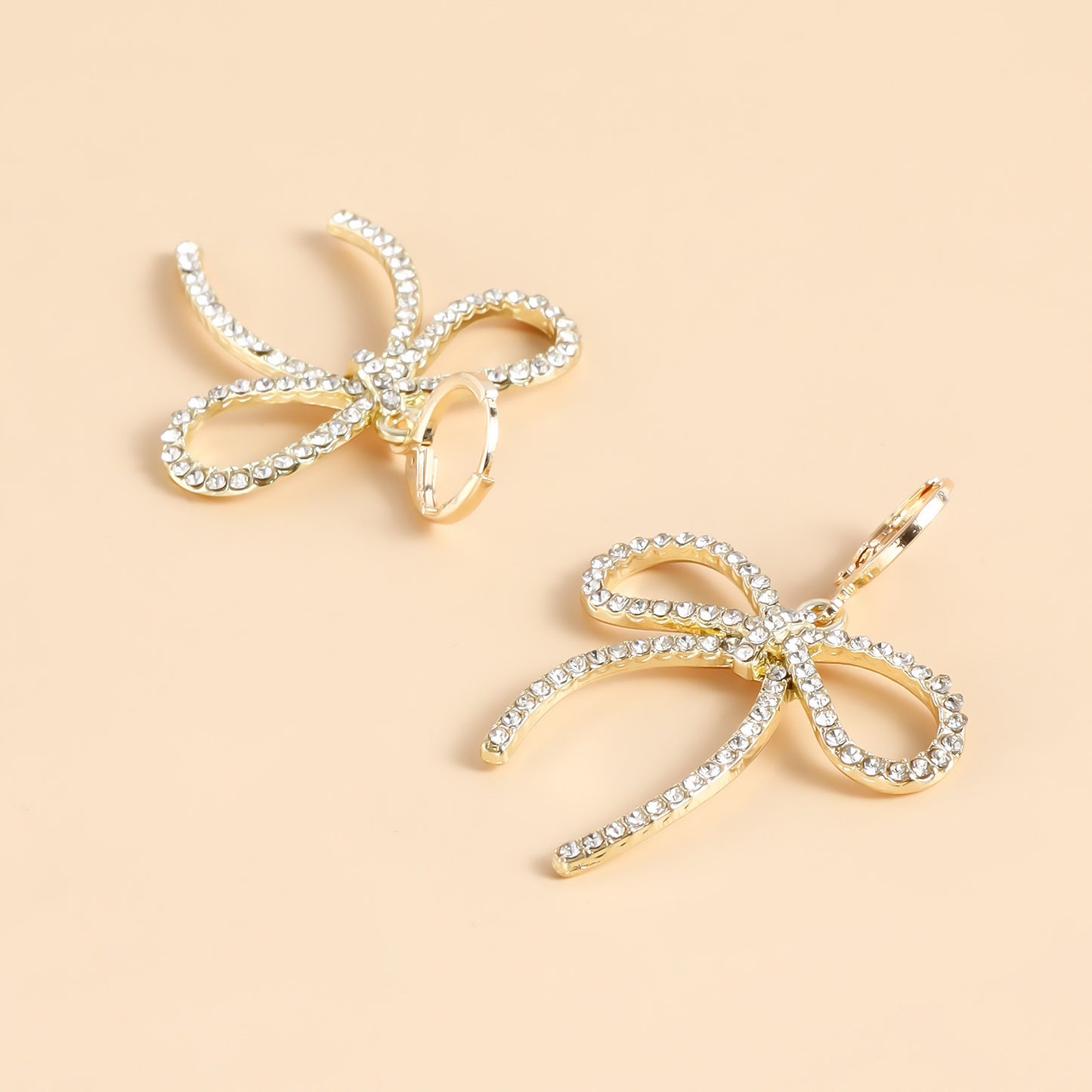 Minimalist French-Style Geometric Bow Knot Earrings for Women with Electroplated Metal Finish