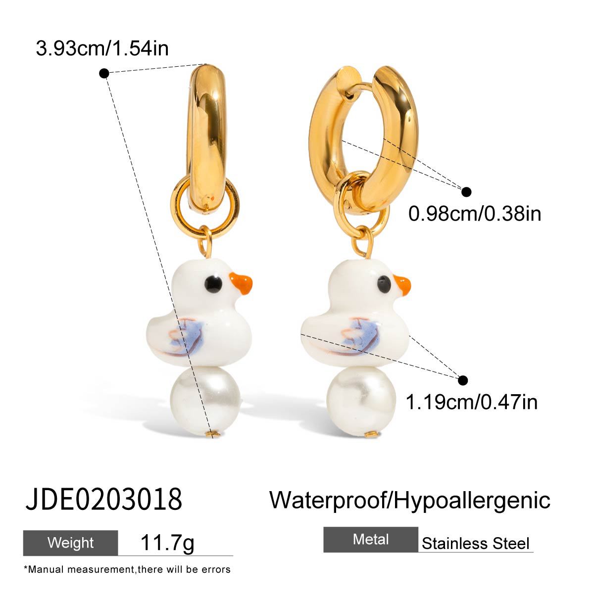 Orecchini da donna geometrici minimalisti in acciaio inossidabile con intarsio in ceramica e finitura placcata