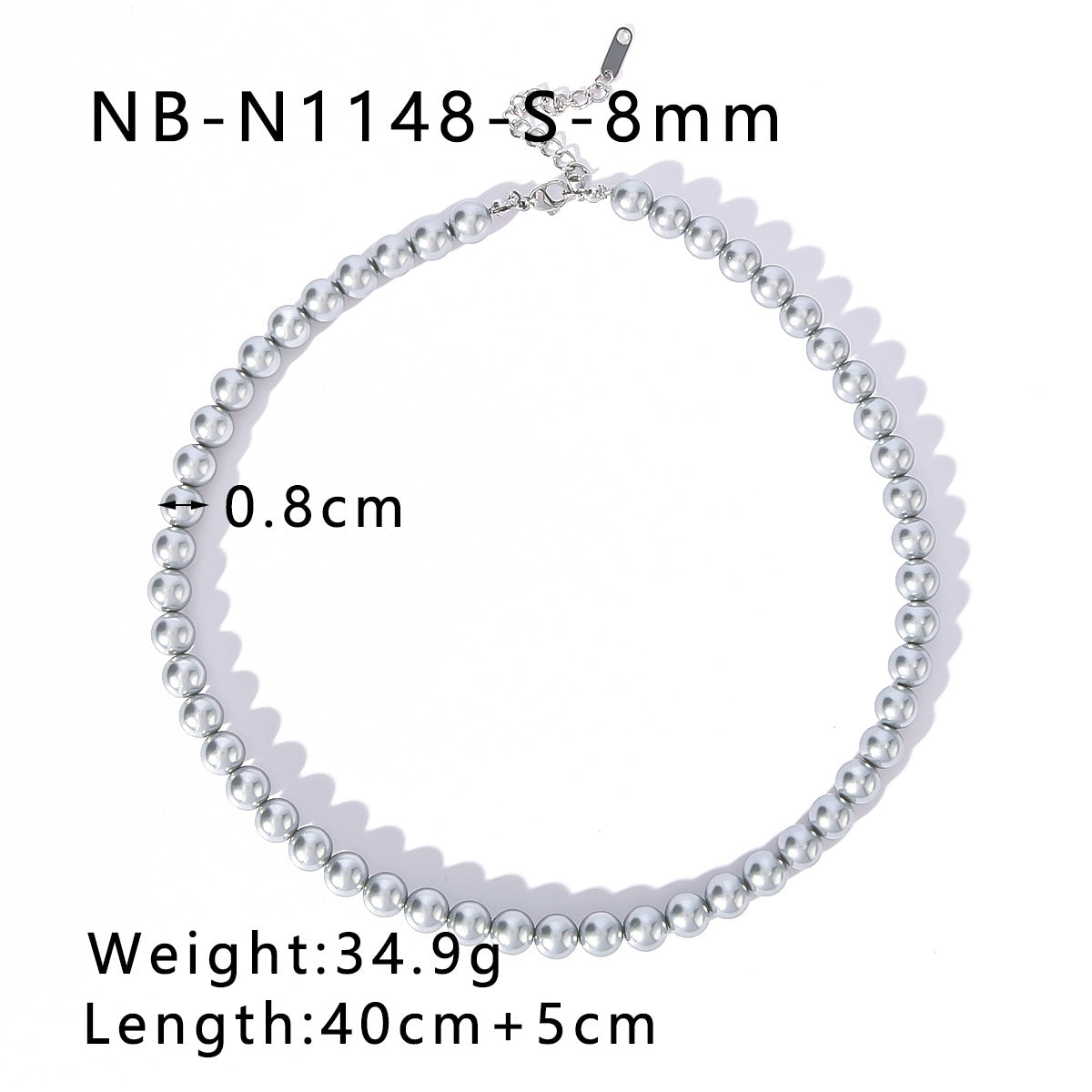 Minimalist Geometric Gray Pearl Necklace for Women Stainless Steel Pendant with 18K Gold Plating Snake Chain