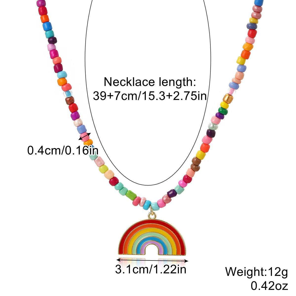 Minimalist Geometric Crystal Rainbow Pendant Necklace Zinc Alloy Unisex Multi-layer Clavicle Chain