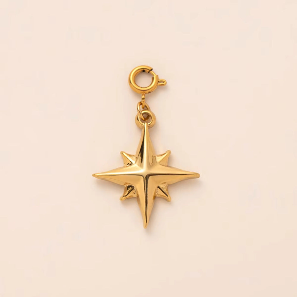 Collana con Ciondolo a Barra Placcata in Acciaio Inossidabile a Forma di Cuore, Luna e Stella Geometrici Minimalisti