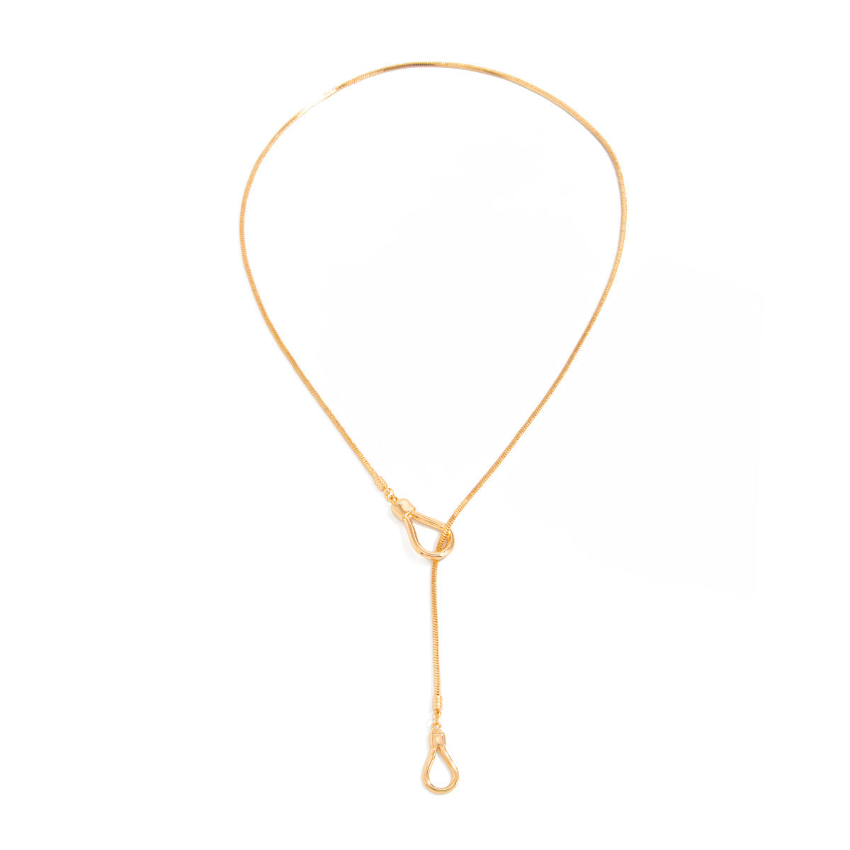 Minimalist Geometric Iron Plated Necklace with Alloy Teardrop Pendant for Women