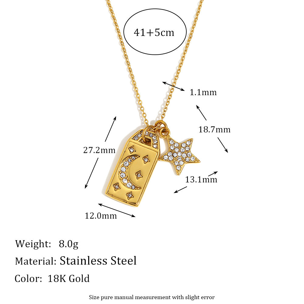 Collar Colgante Estrella Geométrica para Mujer de Acero Inoxidable con Chapado en Oro de 18K Elegante Minimalista de Uso Diario