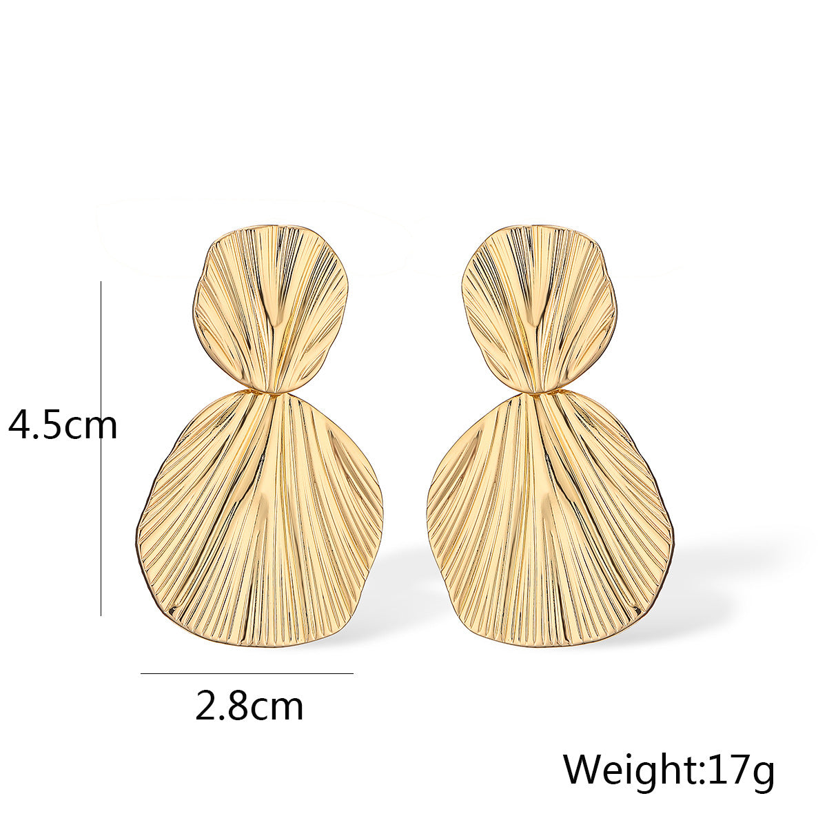 Minimalist Geometric Gold-Plated Brass Earrings for Women with Irregular Shape Design