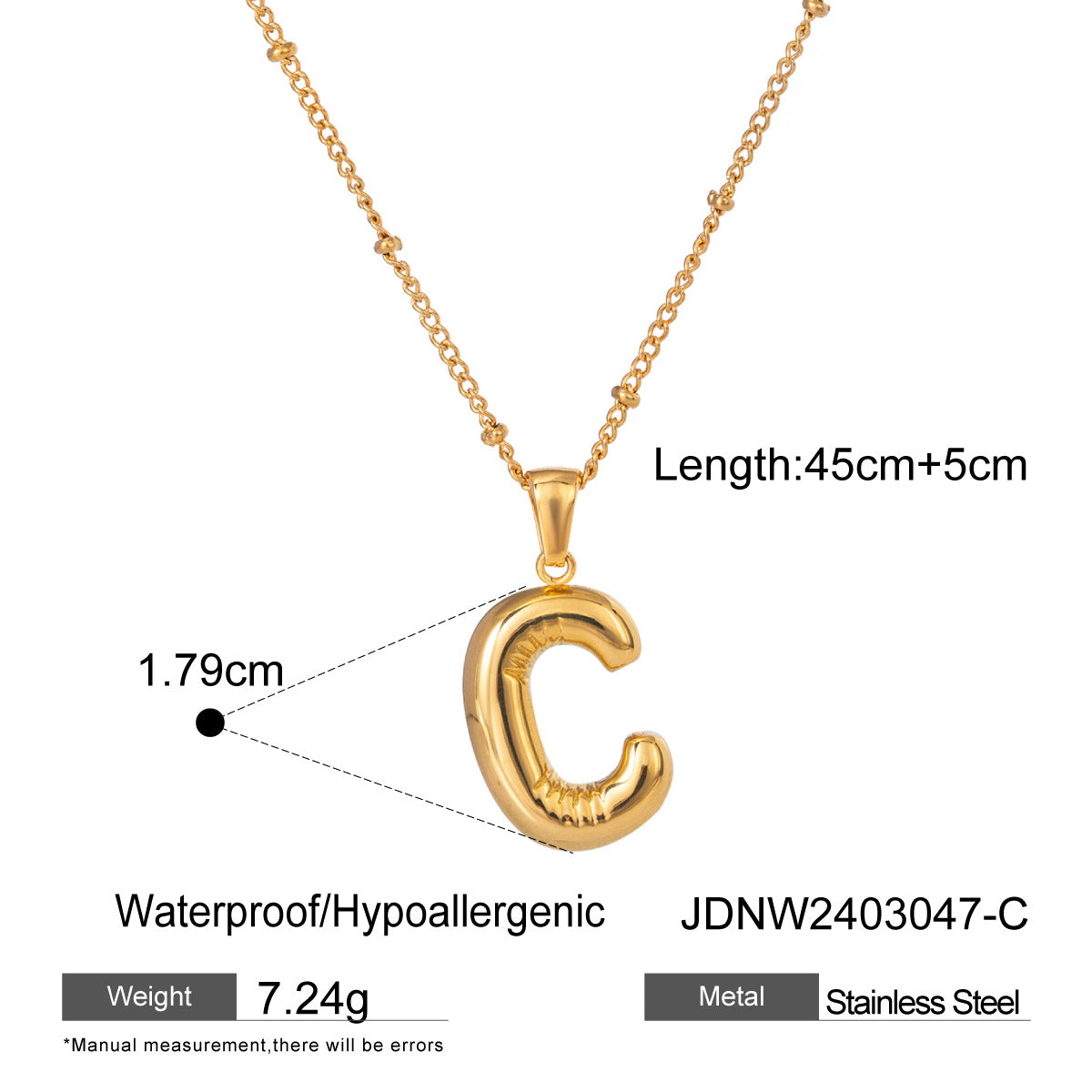 Minimalist Stainless Steel Letter Pendant Necklace Plated Titanium Steel Chain for Women