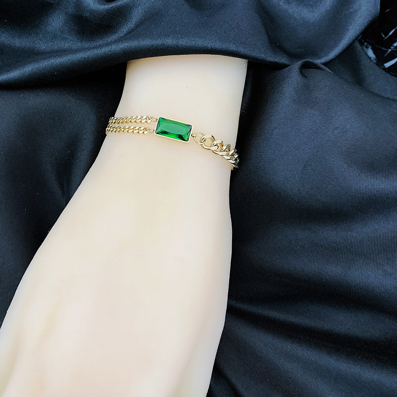 Bracciale Geometrico da Donna in Acciaio al Titanio con Finitura Placcata, Gioielli a Catena Spessa Stile Hip-Hop