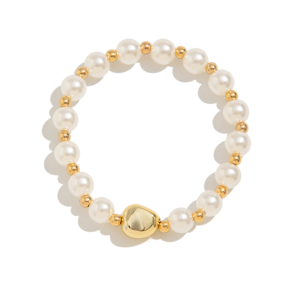 Bracciale da donna vintage con perline irregolari stropicciate in lega con finitura galvanizzata