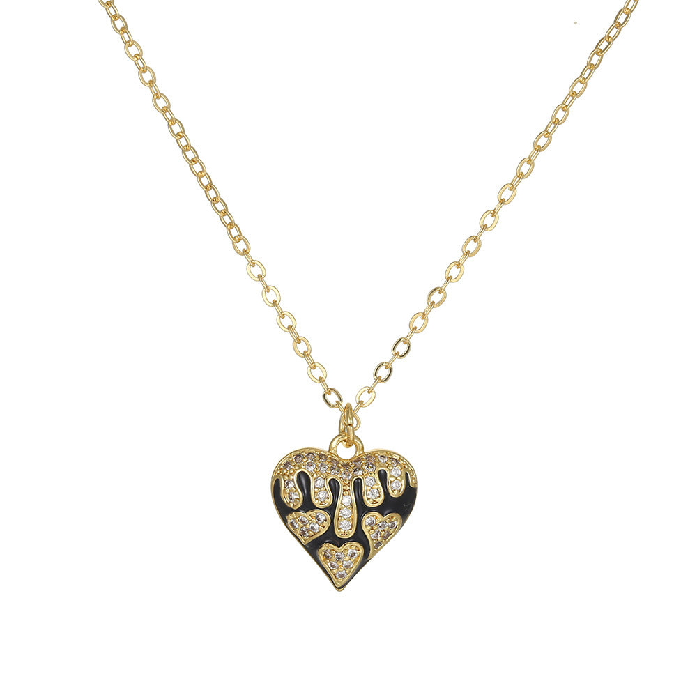 Elegant Heart Brass Micro-Paved Cubic Zirconia Pendant Necklace for Women