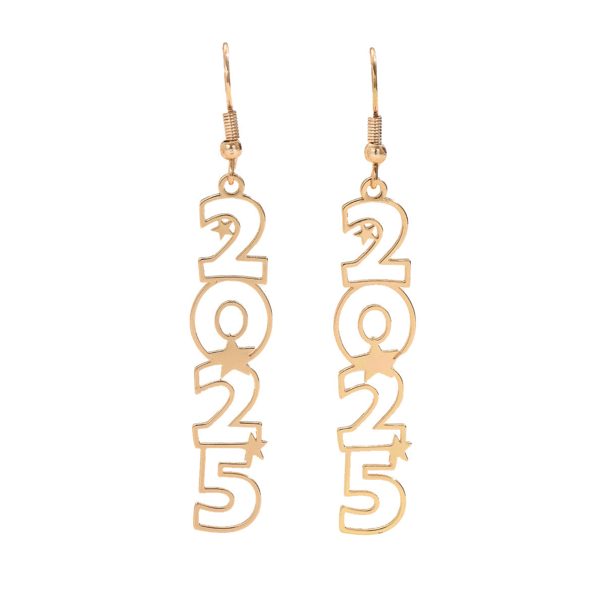 Pendientes minimalistas geométricos de números para mujer en aleación de zinc bañada en oro con postes de acero inoxidable