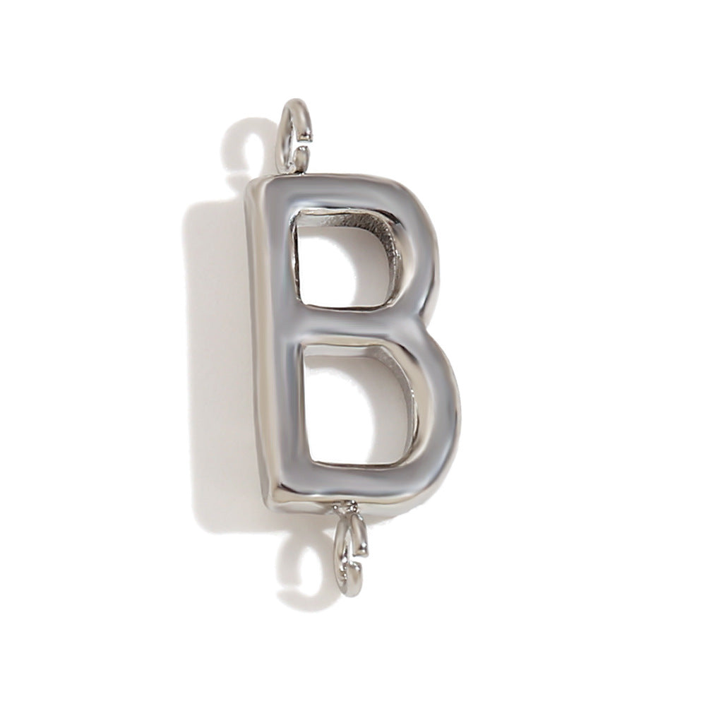 Minimalist 18K Gold Plated Stainless Steel Letter Charm Bar