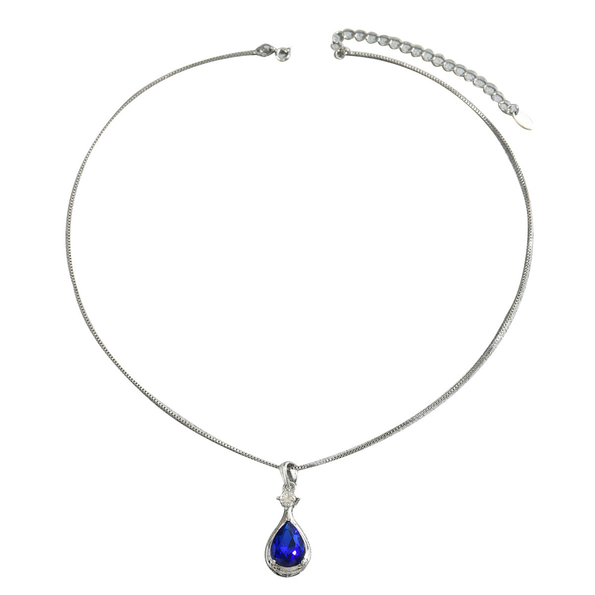 Luxury Minimalist Teardrop and Geometric Pendant Necklace for Women in Zinc Alloy with Rhinestone Inlay