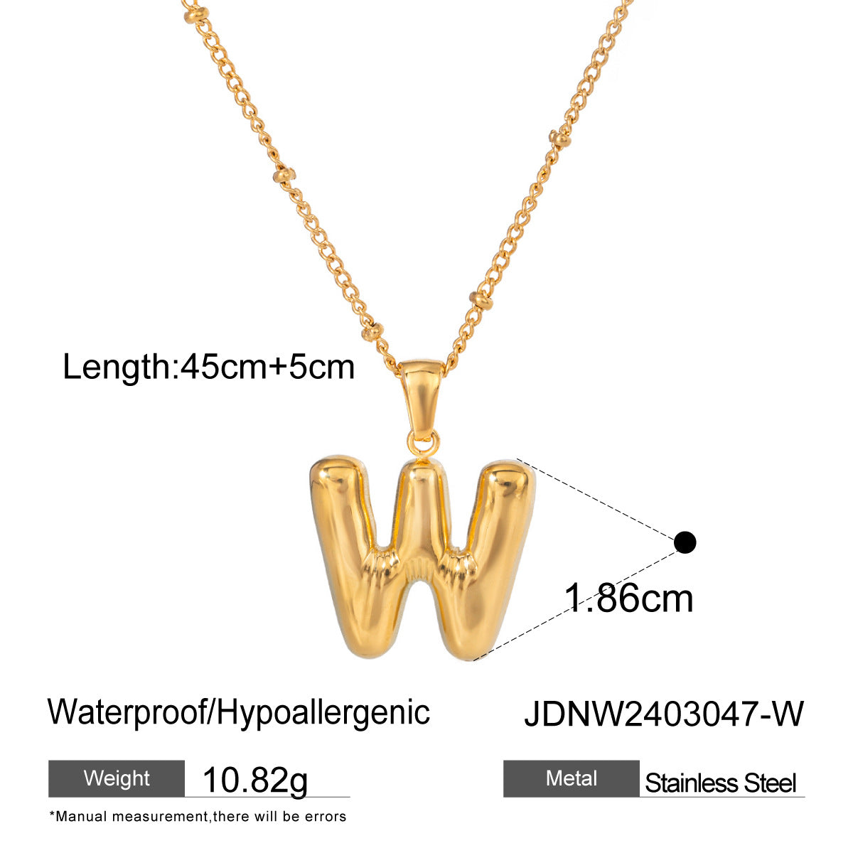 Minimalist Stainless Steel Letter Pendant Necklace Plated Titanium Steel Chain for Women