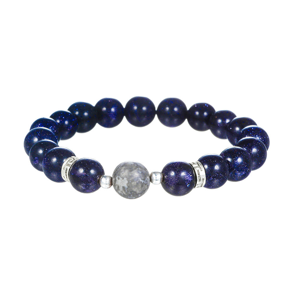 Cool Geometric Handmade Hematite Volcanic Stone Tiger Eye Bracelet 10mm Round Beads Unisex Jewelry