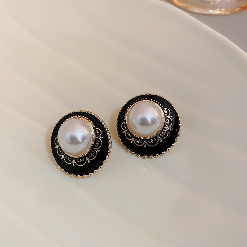 Vintage Geometric Earrings with Enamel Finish in Copper Base and Steel Posts for Women