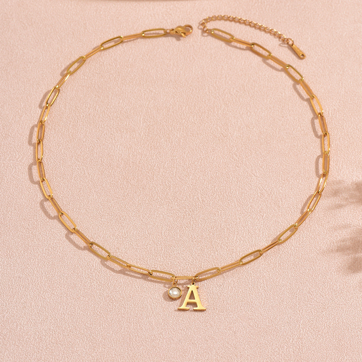 Elegante Parure di Collana e Bracciale da Donna in Acciaio Inossidabile con Lettera, Placcata Oro 18K