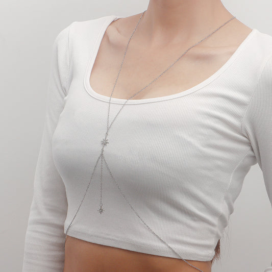 Minimalist Hexagram Body Chain for Women with Alloy Pendant and Plated Finish