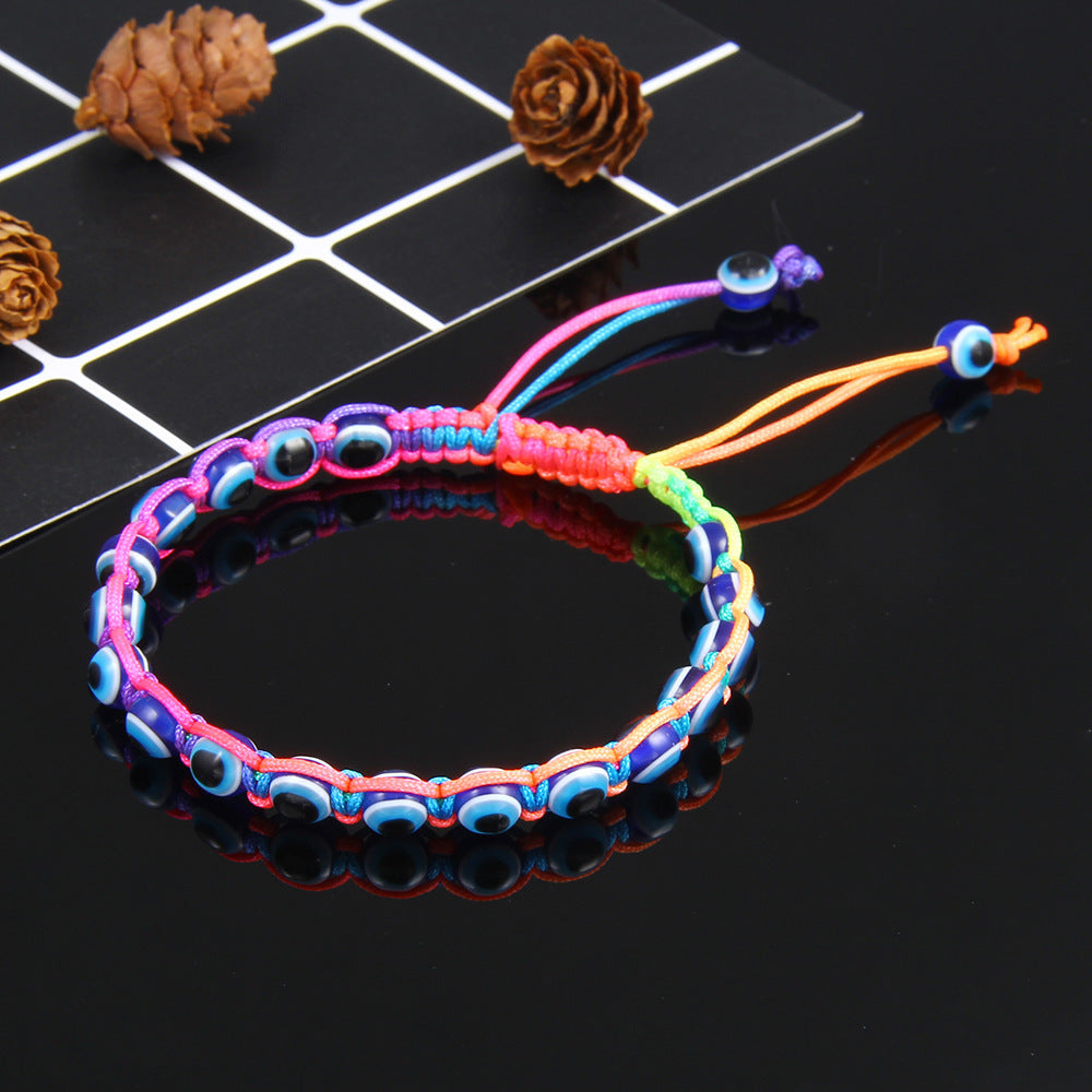 Ethnic Hand-woven Evil Eye Bracelet Unisex Colorful Cord Bangle