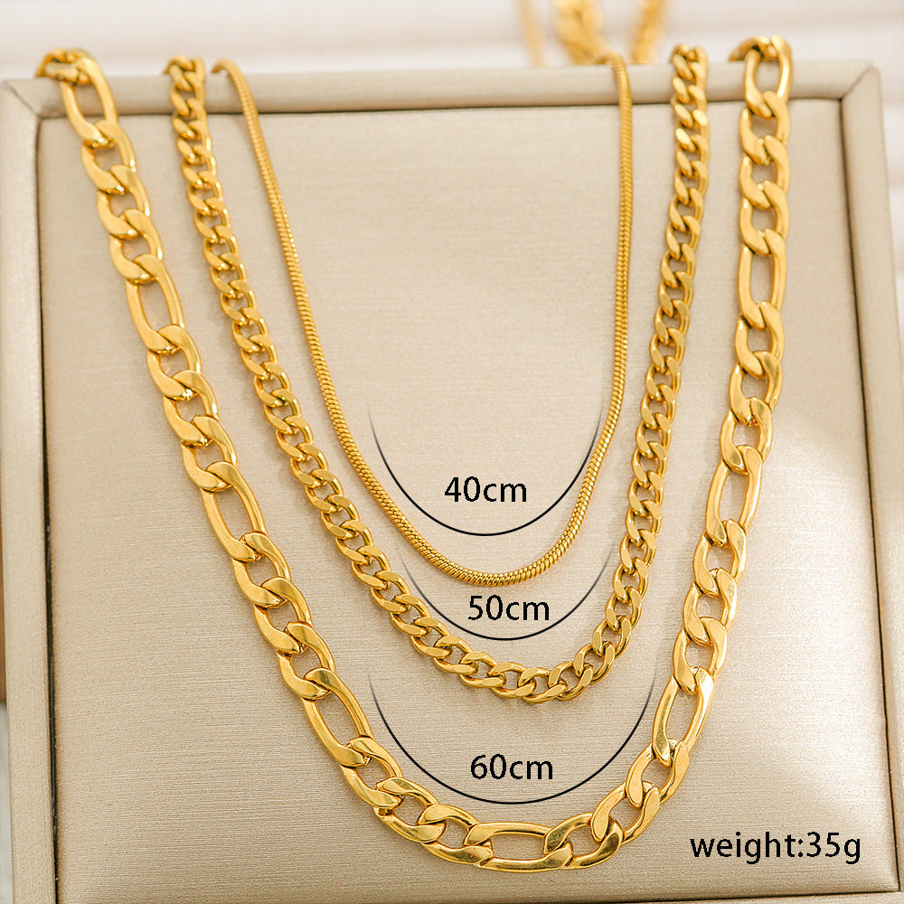 Collana a catena cubana in acciaio inossidabile geometrica impilabile per donna e unisex con finitura galvanica