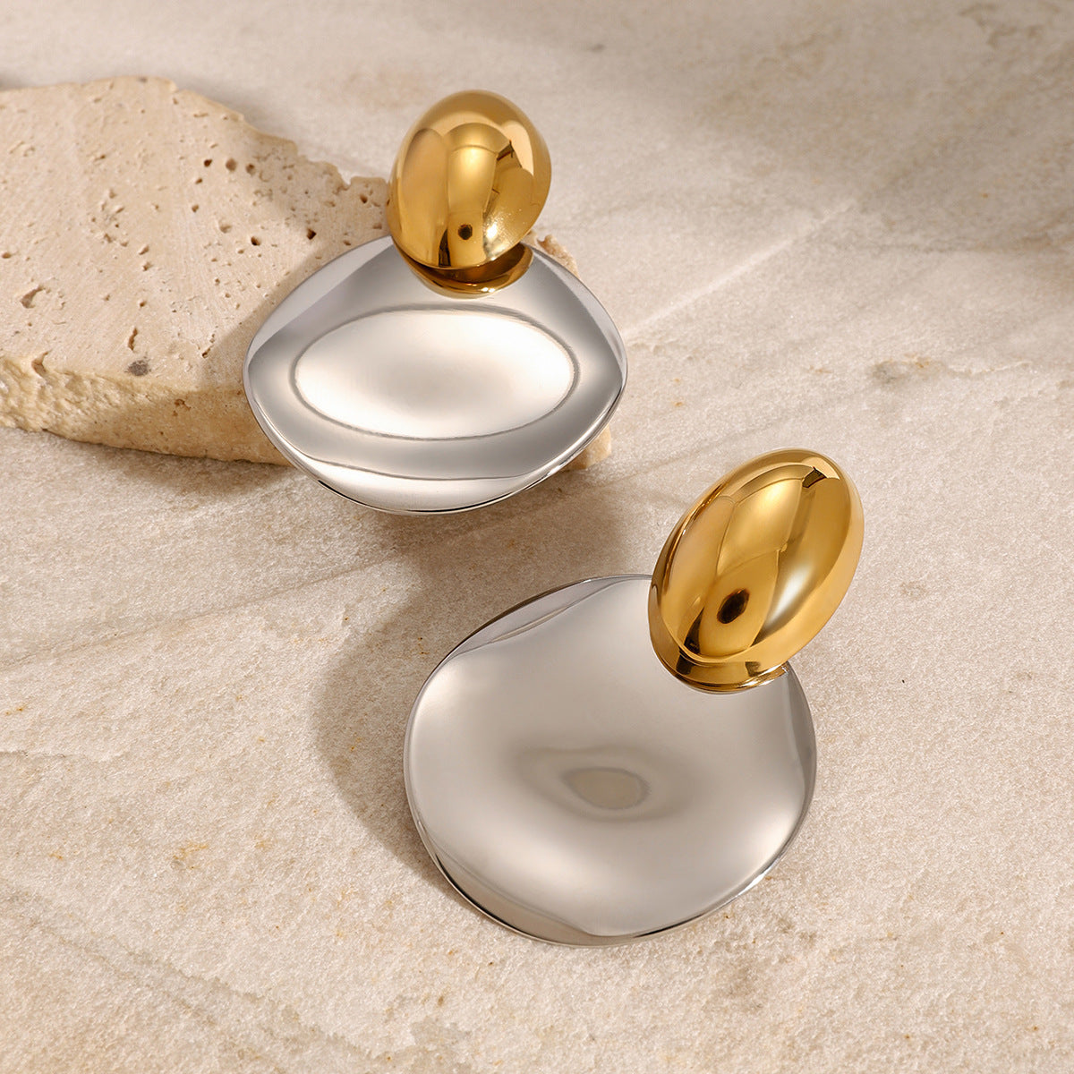Pendientes llamativos de acero inoxidable geométricos para mujer con estilo moderno minimalista