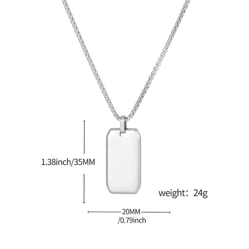 Collana unisex con ciondolo a piastrina per cane rettangolare geometrica personalizzata in acciaio al titanio