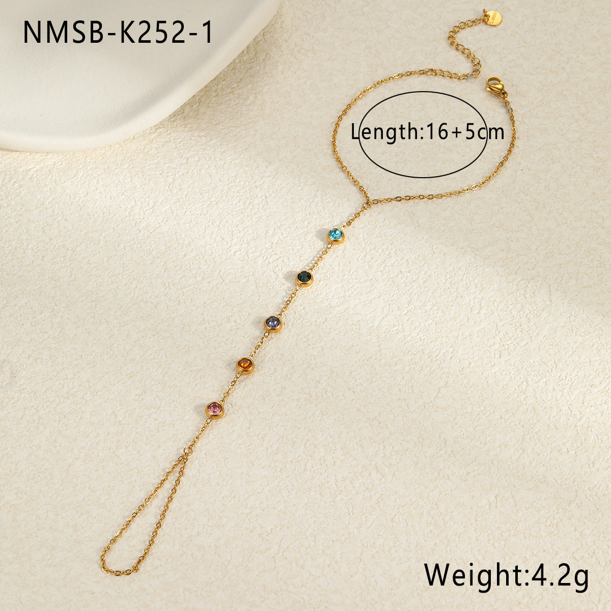 Fashionable OL Style Geometric Stainless Steel Y-Necklace with Colorful Zircon Inlay for Women