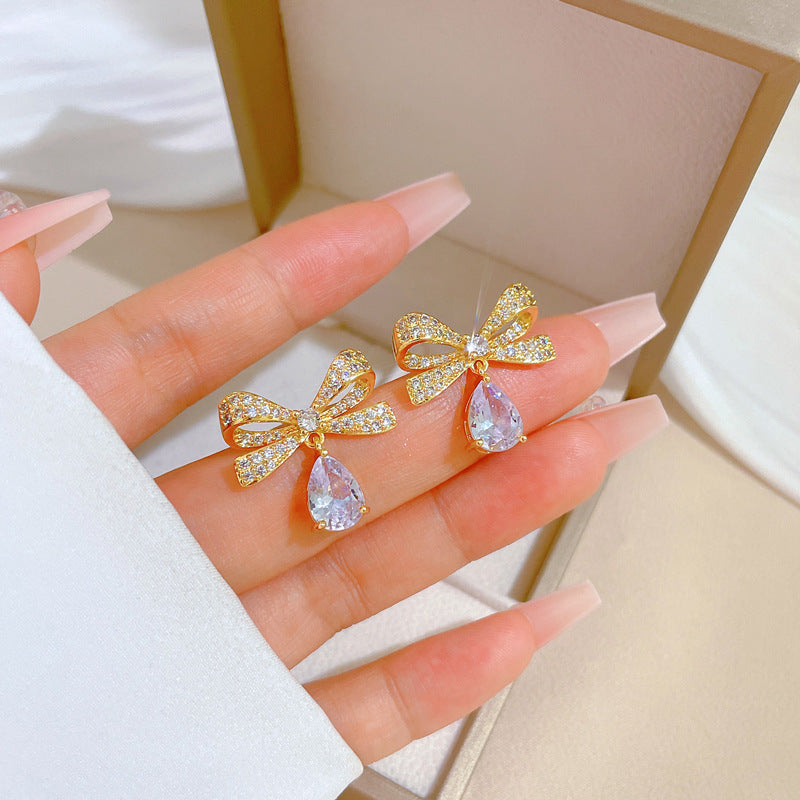 Geometric Stud Earrings for Women with Plated Copper Design, Elegant Long Tassel Drop Earrings, Sweet Style Jewelry
