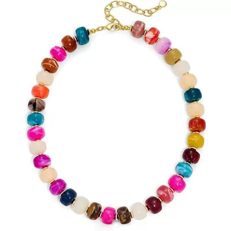 Luxury Heart Resin Pendant Acrylic Bead Necklace for Women