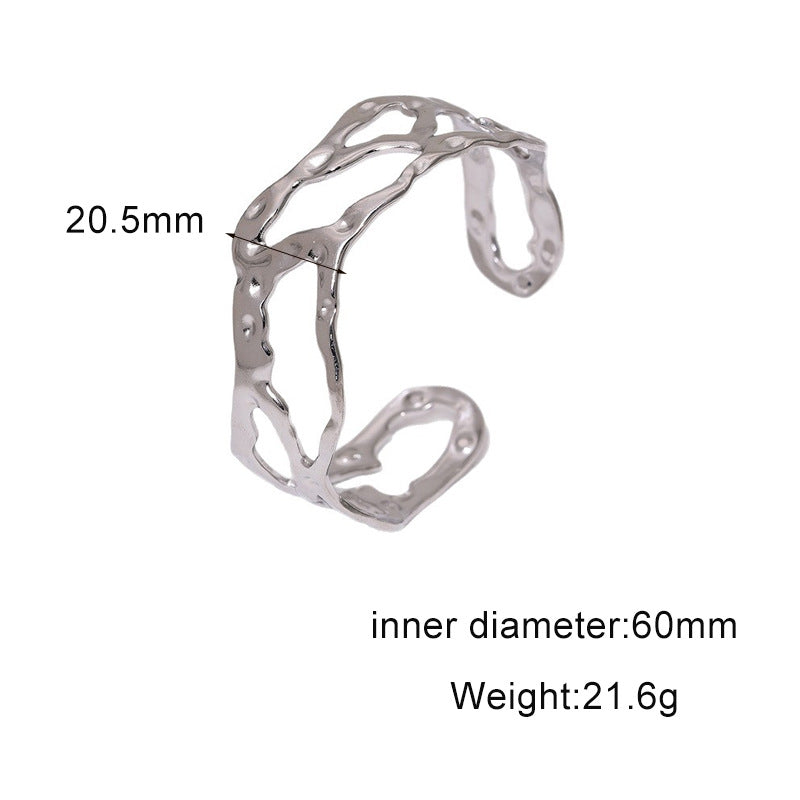 Minimalist Geometric 18K Gold Plated Stainless Steel Titanium Steel Open Cuff Bracelet