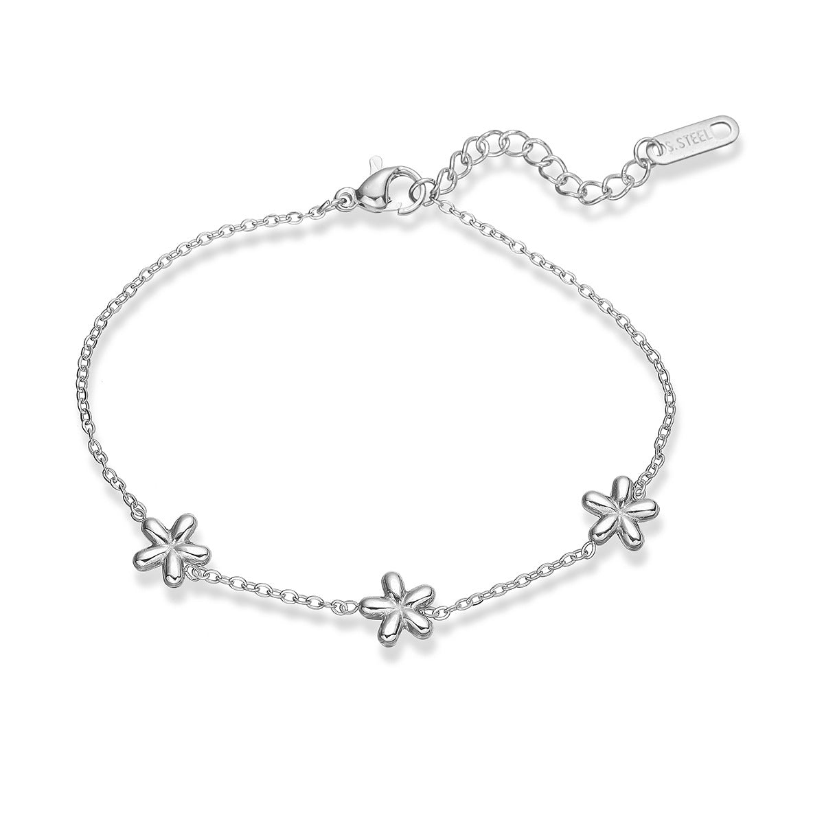 Bracciale in Acciaio Inossidabile a Forma di Fiore Minimalista da Donna Placcato Oro 18K, Design Irregolare