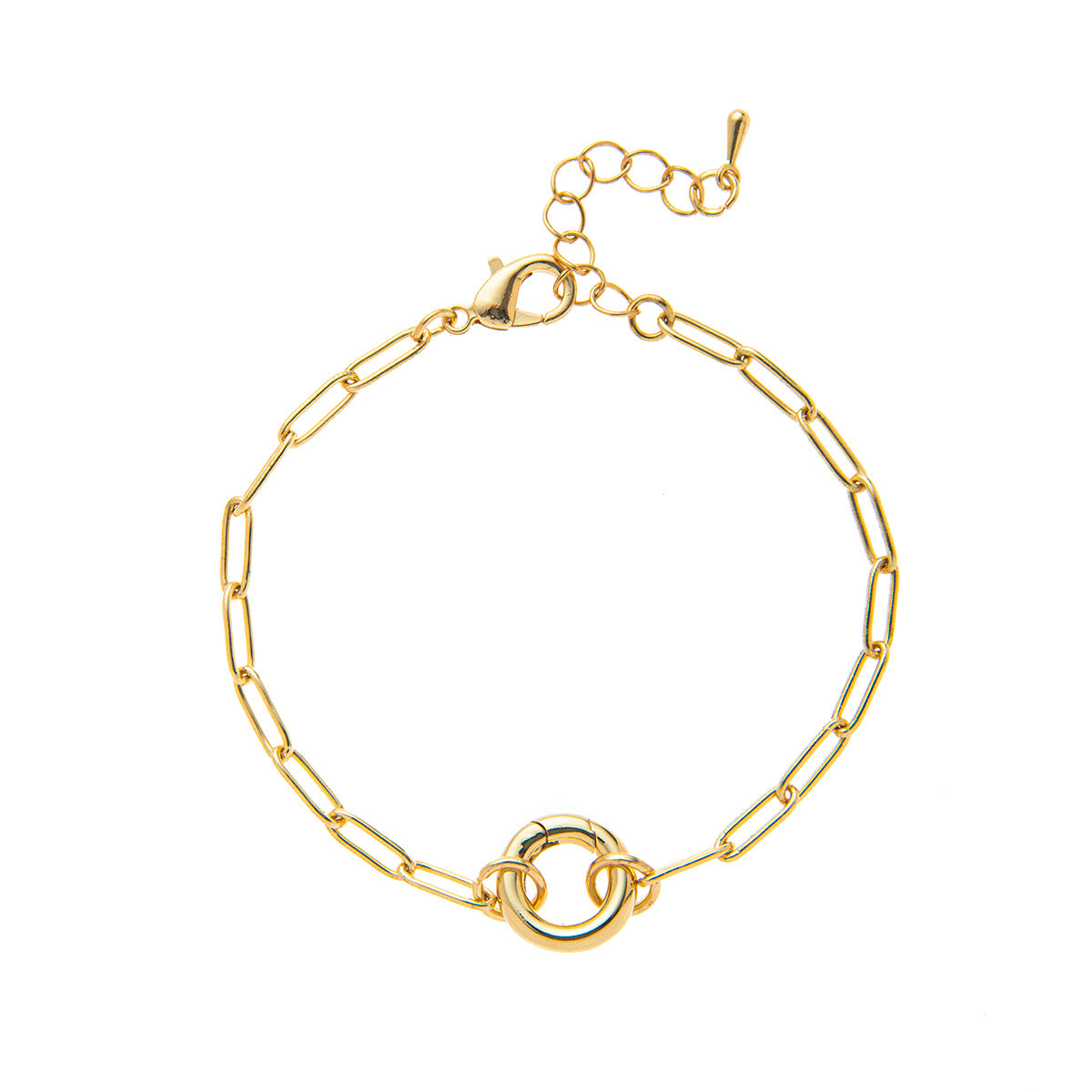 Vintage Minimalist Geometric Heart 18K Gold Plated Titanium Steel DIY Charm Bar Necklace