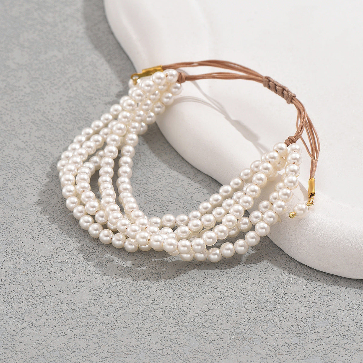 Pulsera de Perlas Geométricas Minimalistas para Mujer, Ajustable, de Múltiples Capas, Joyería Artesanal con Acentos Redondos y Lineales