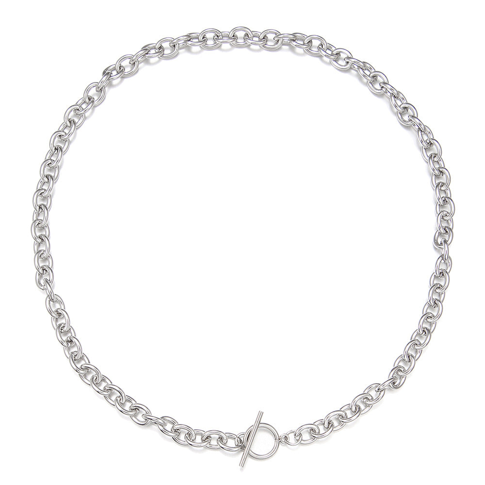 Minimalist Streetwear Hip-hop Geometric Round Stainless Steel Necklace Unisex Cable Chain