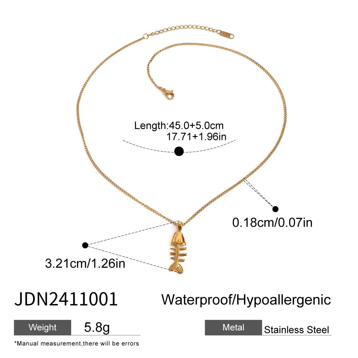 Fish Shape Titanium Steel Pendant Stainless Steel Plated Necklace and Earring Set for Women