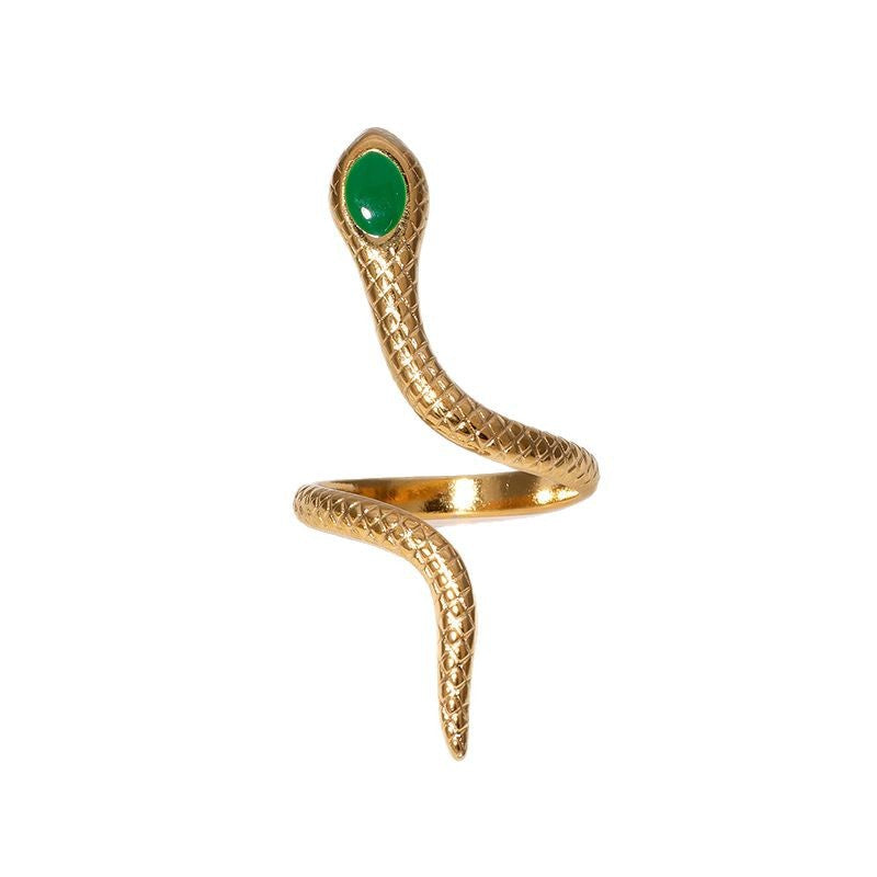 Anello Aperto Minimalista a Forma di Serpente in Acciaio Inossidabile Placcato per Donna